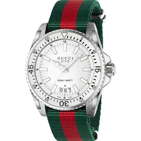 gucci ya136207|Gucci Dive Green & Red Nylon Strap Watch 44mm .